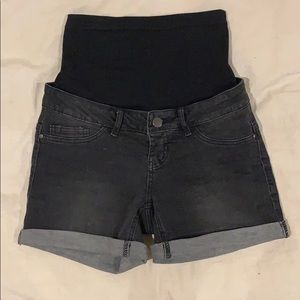 ASOS Black denim maternity shorts